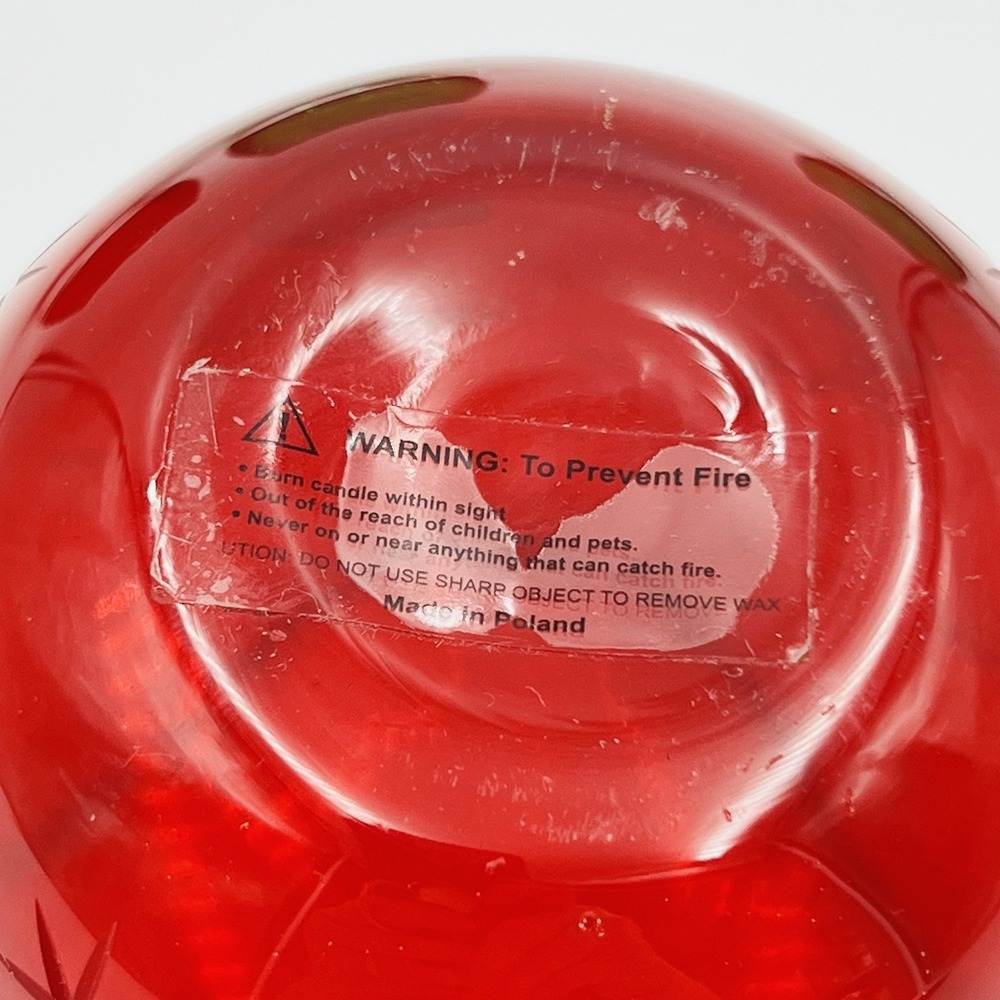 Votive Holder Set Etched Starburst Red‎ Green Glass Hand Blown Poland Christmas - Picture 8 of 10
